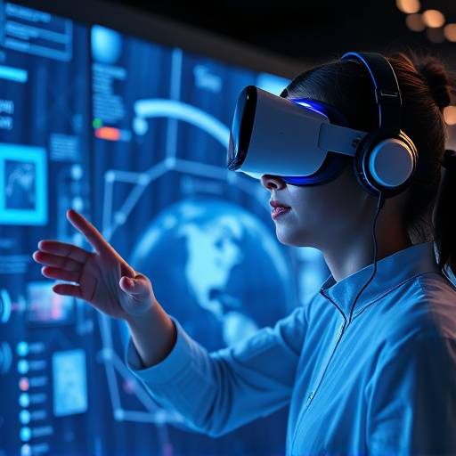 A person interacting with a virtual reality training simulation.