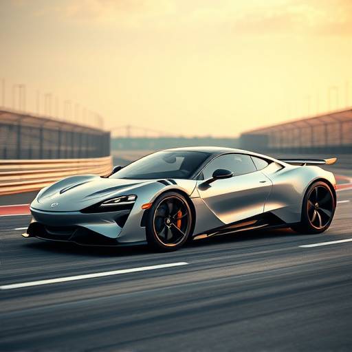 A sleek electric sports car being tested on a race track.