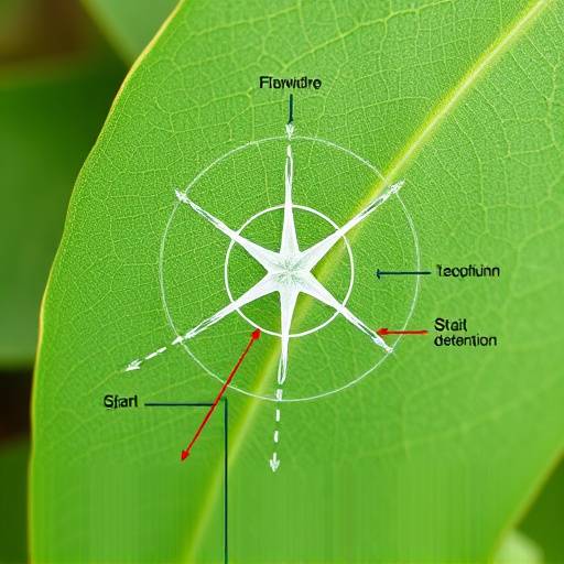 Diagram showing the process of photosynthesis in a plant leaf