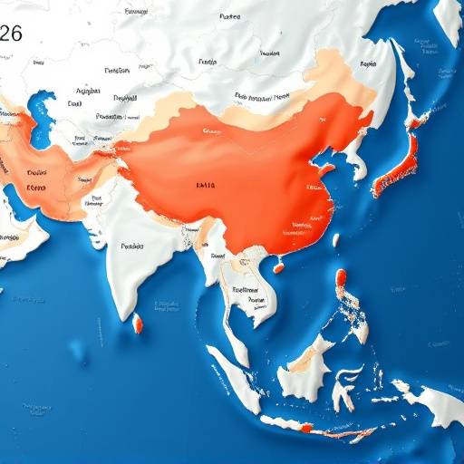 Map highlighting East Asian countries with markers indicating economic growth zones.