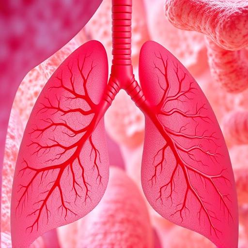 Microscopic image of healthy human lung tissue