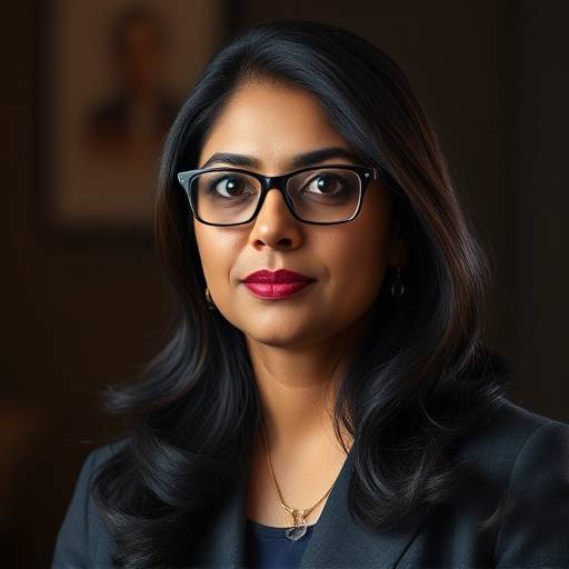 Portrait of Dr. Anya Sharma, renowned political analyst